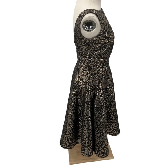 Tatyana Bettie Page Rose Retro Fit And Flare Metallic Gold Dress Size XS Women’s - Picture 7 of 9